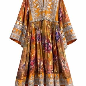 ✨ Boho Embroidered Metallic Tunic Dress Floral Luxe Festival Statement Piece ✨